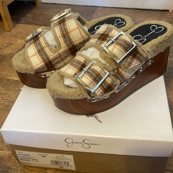 Jessica Simpson Cyriss Platform Wedge Sandal in Plaid With Buckle size 6 - Picture 5 of 9